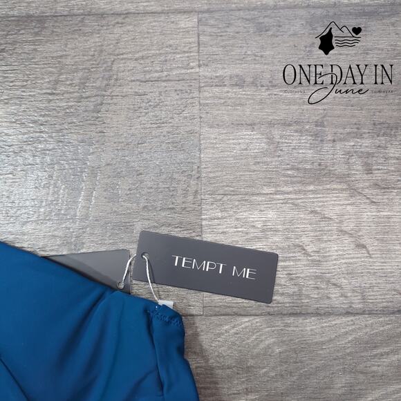 Tempt Me Molded Cup High Waist Cross Front Bikini Swimsuit Size L - Picture 2 of 5